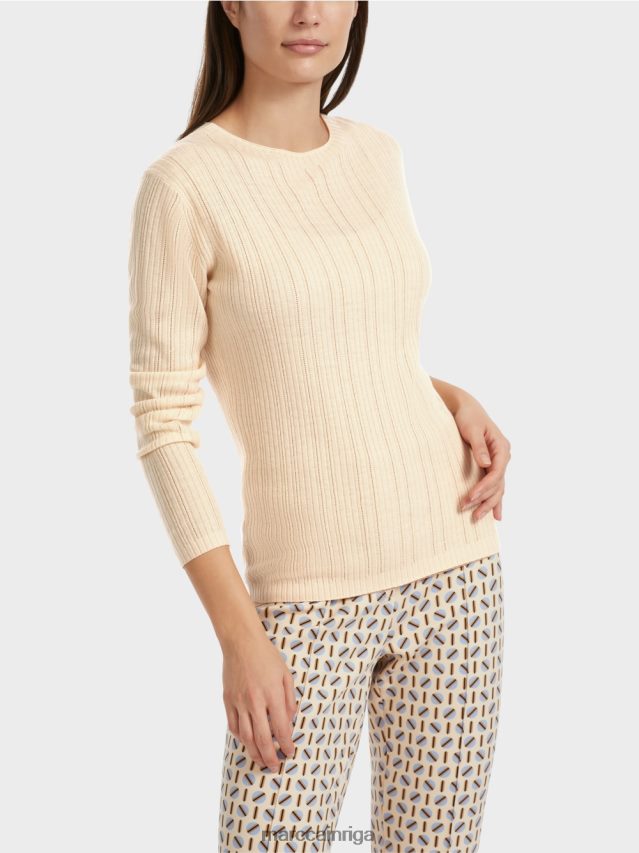 apģērbs tumšs krēms VRBHXD1087 Marc Cain džemperis ar apaļu kakla izgriezumu \"pārdomāt kopā\".