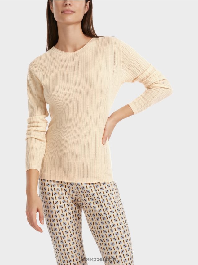 apģērbs tumšs krēms VRBHXD1087 Marc Cain džemperis ar apaļu kakla izgriezumu \"pārdomāt kopā\".