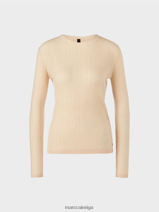 apģērbs tumšs krēms VRBHXD1087 Marc Cain džemperis ar apaļu kakla izgriezumu \"pārdomāt kopā\".