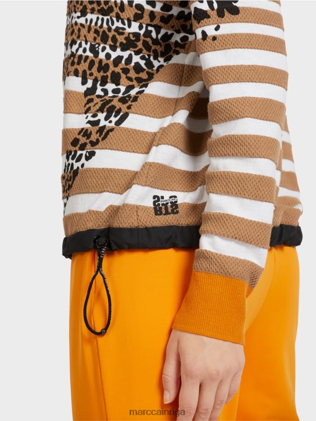 apģērbs viegla kafija VRBHXD1181 Marc Cain svītrains džemperis \"adīts Vācijā\"