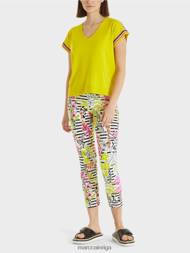 apģērbs viegla limeade VRBHXD1137 Marc Cain ikdienišķs trikotāžas džemperis ar v veida kakla izgriezumu