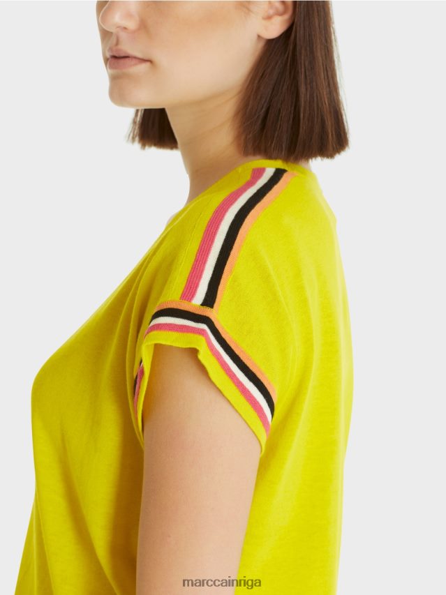 apģērbs viegla limeade VRBHXD1137 Marc Cain ikdienišķs trikotāžas džemperis ar v veida kakla izgriezumu