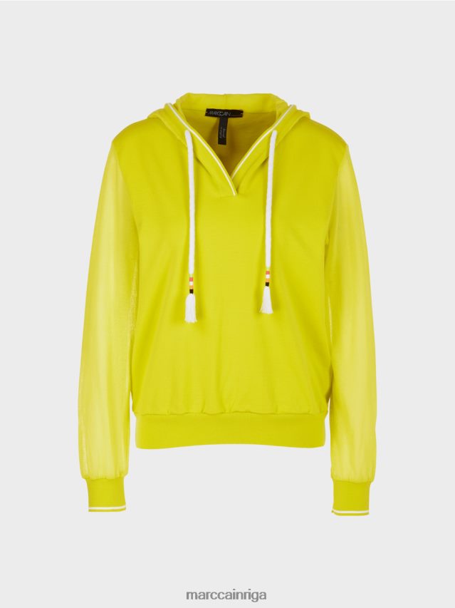 apģērbs viegla limeade VRBHXD1138 Marc Cain džemperis ar kapuci, adīts Vācijā