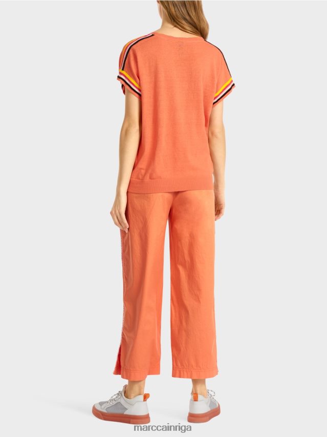 apģērbs viegla terakota VRBHXD1141 Marc Cain ikdienišķs trikotāžas džemperis ar v veida kakla izgriezumu