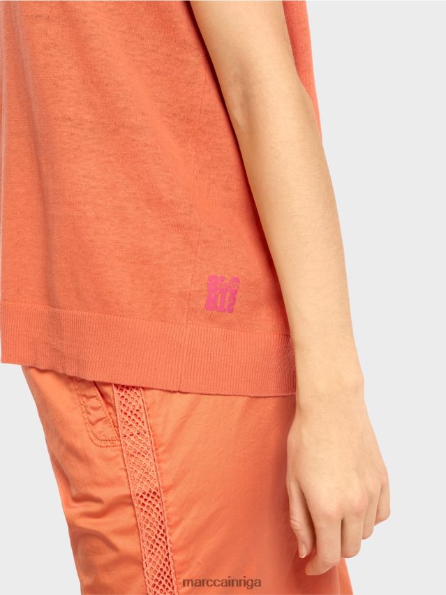 apģērbs viegla terakota VRBHXD1141 Marc Cain ikdienišķs trikotāžas džemperis ar v veida kakla izgriezumu