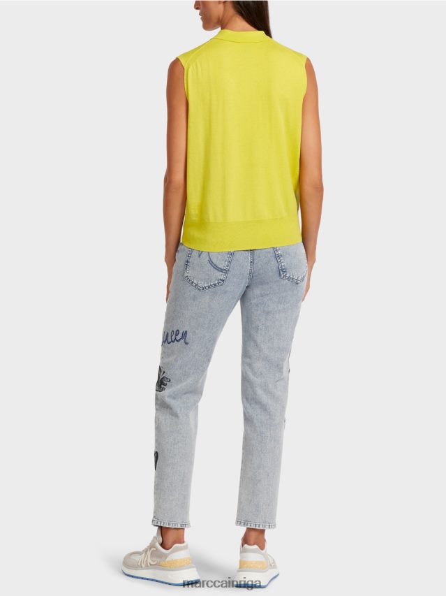 apģērbs zaļais sērs VRBHXD1190 Marc Cain polo krekls bez piedurknēm smalkā adījumā