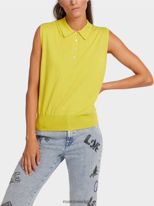 apģērbs zaļais sērs VRBHXD1190 Marc Cain polo krekls bez piedurknēm smalkā adījumā