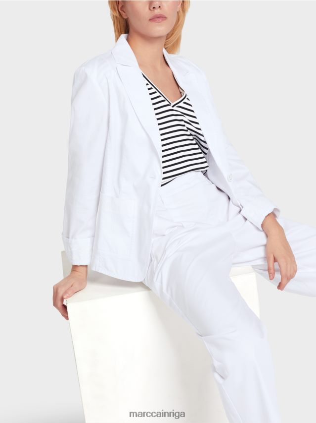 apģērbs balts VRBHXD178 Marc Cain figūra apskāviens \"pārdomāt kopā\" ​​žakete