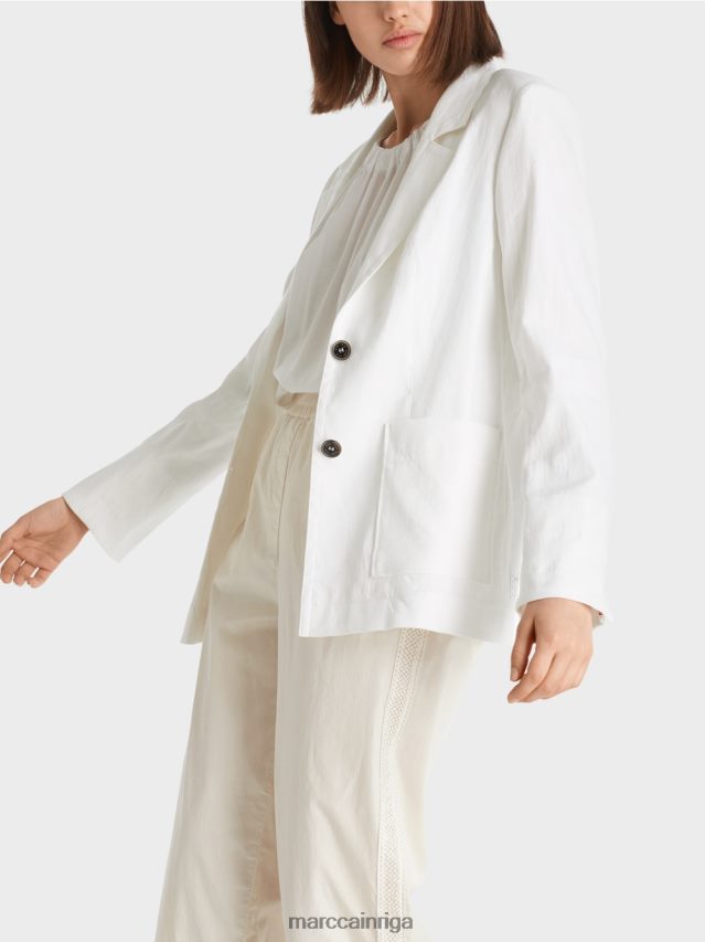 apģērbs balts VRBHXD183 Marc Cain figūru pieguļošs žakete ar linu
