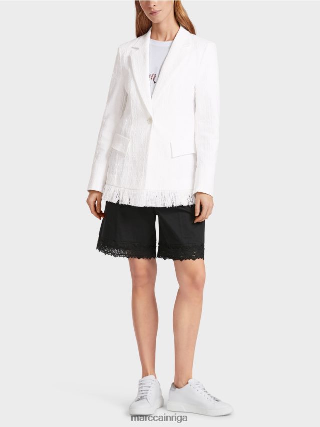 apģērbs gandrīz balts VRBHXD180 Marc Cain kokvilnas žakete ar bārkstīm