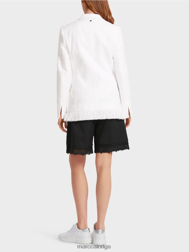 apģērbs gandrīz balts VRBHXD180 Marc Cain kokvilnas žakete ar bārkstīm