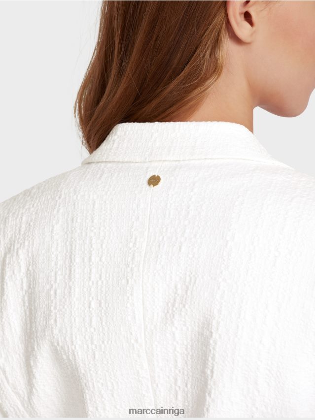 apģērbs gandrīz balts VRBHXD180 Marc Cain kokvilnas žakete ar bārkstīm