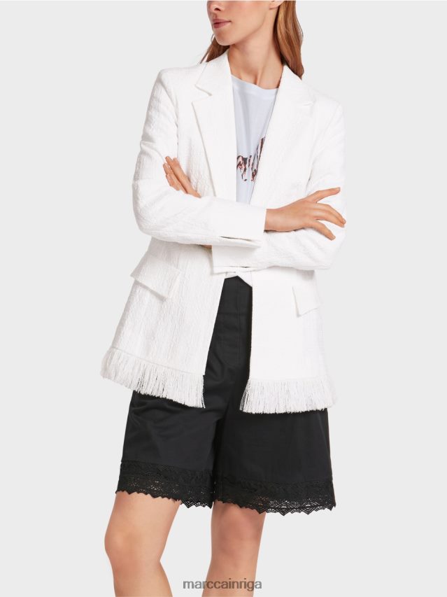 apģērbs gandrīz balts VRBHXD180 Marc Cain kokvilnas žakete ar bārkstīm