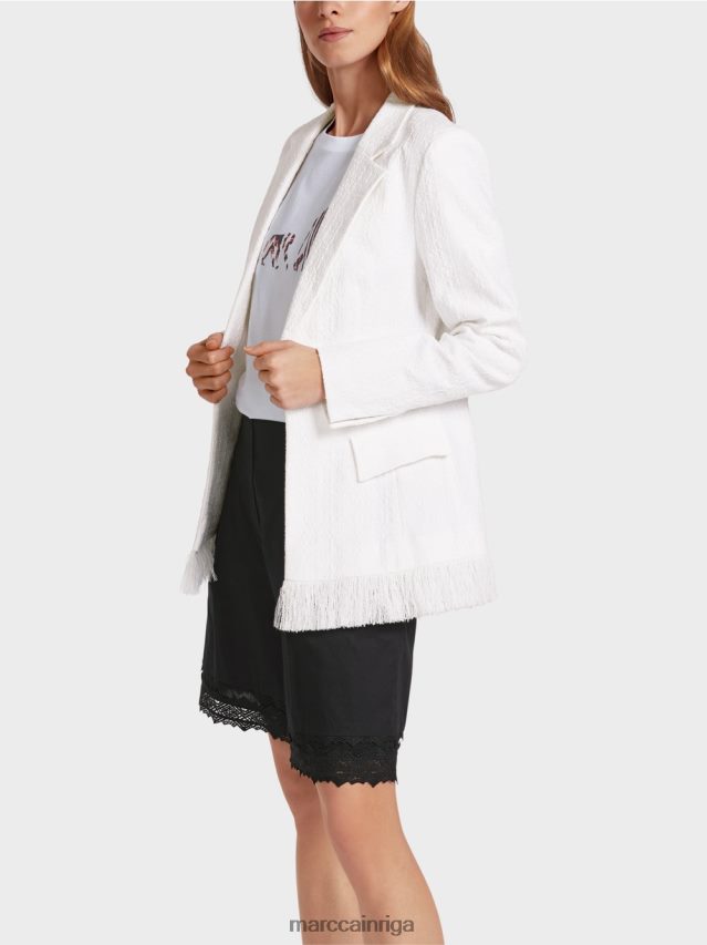 apģērbs gandrīz balts VRBHXD180 Marc Cain kokvilnas žakete ar bārkstīm