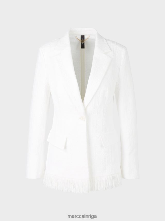apģērbs gandrīz balts VRBHXD180 Marc Cain kokvilnas žakete ar bārkstīm