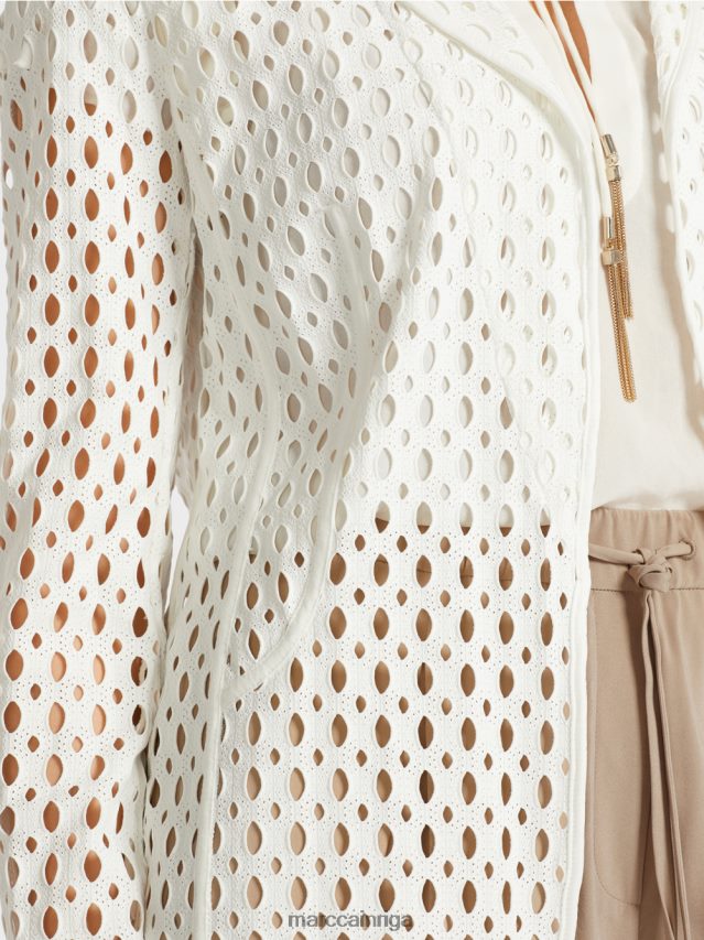 apģērbs gandrīz balts VRBHXD189 Marc Cain žakete ar perforētu rakstu