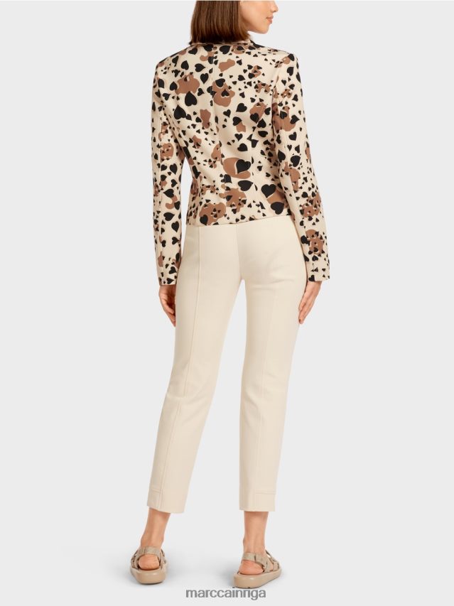 apģērbs krēms VRBHXD204 Marc Cain bleizeris ar sirds formas leoparda dizainu