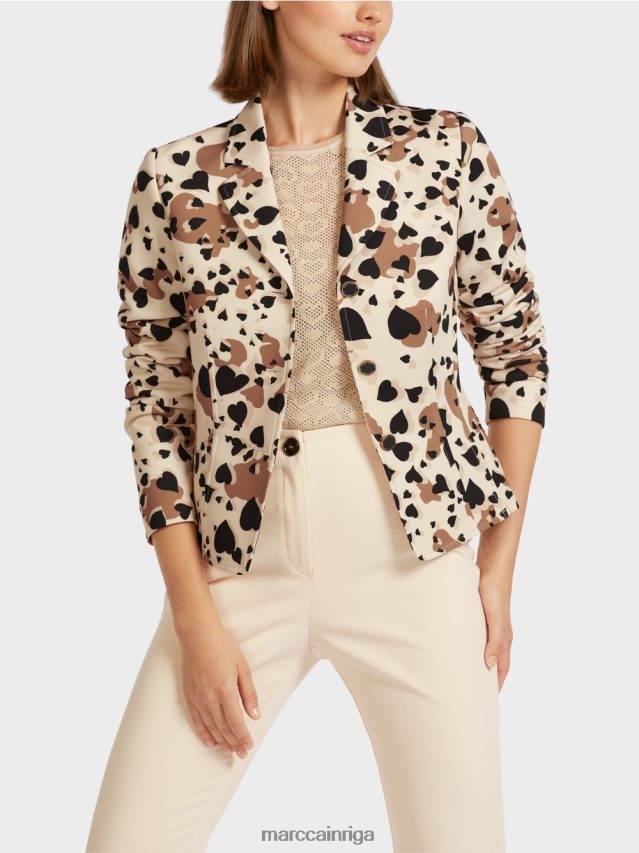 apģērbs krēms VRBHXD204 Marc Cain bleizeris ar sirds formas leoparda dizainu