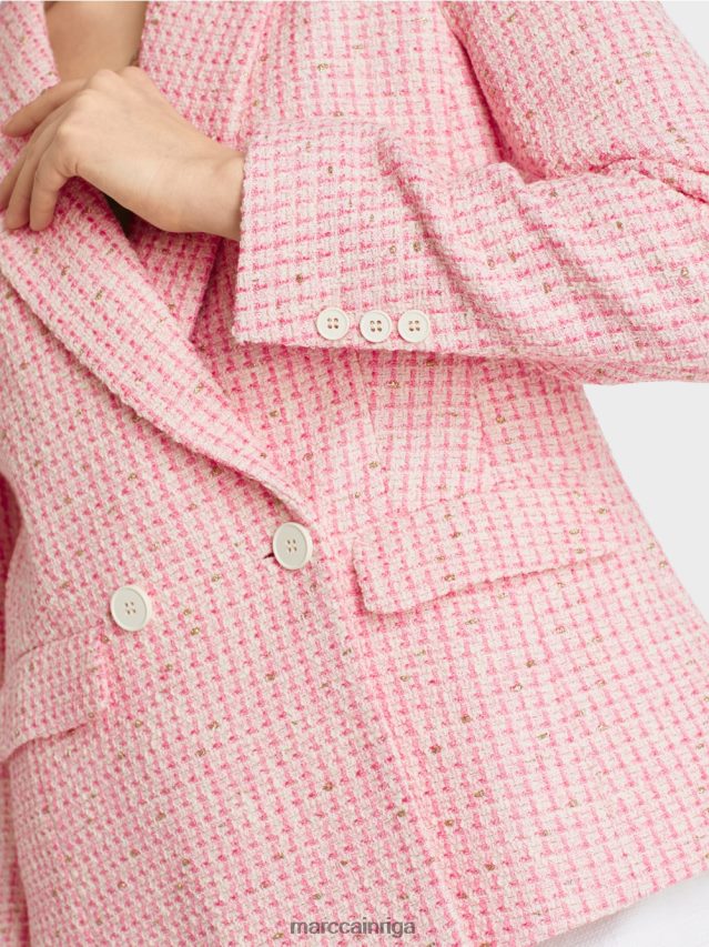apģērbs maigi rozā VRBHXD188 Marc Cain kokvilnas tvīda žakete