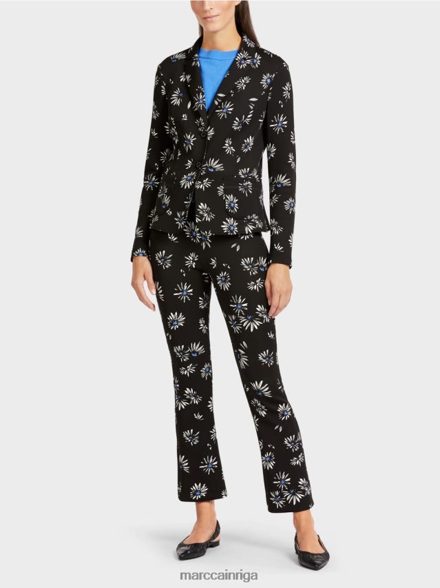 apģērbs melns VRBHXD202 Marc Cain žakete ar margrietiņu rakstu