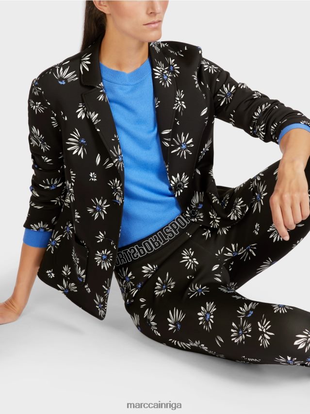 apģērbs melns VRBHXD202 Marc Cain žakete ar margrietiņu rakstu