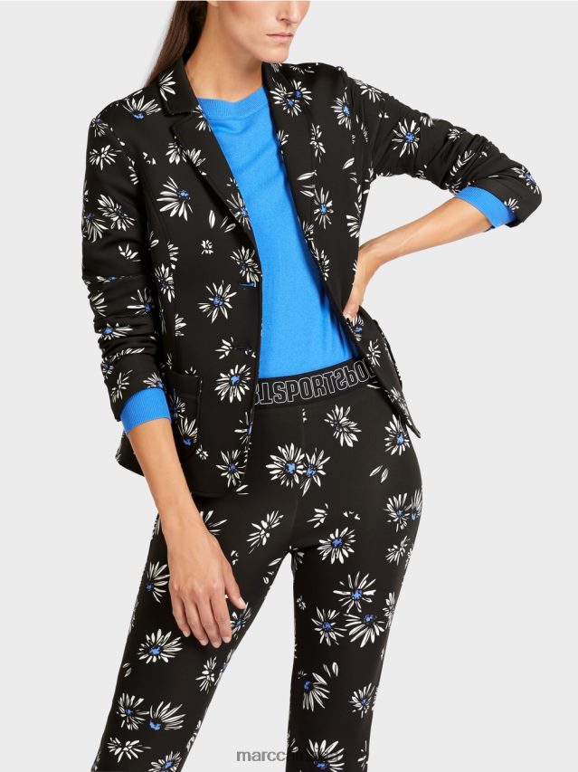 apģērbs melns VRBHXD202 Marc Cain žakete ar margrietiņu rakstu