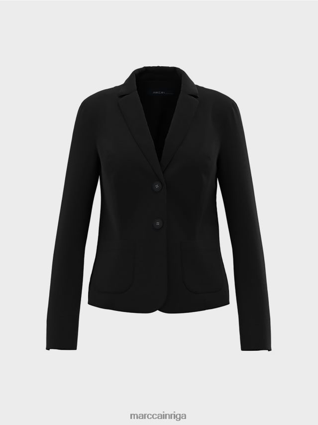 apģērbs melns VRBHXD212 Marc Cain žakete ar ielāpu kabatām