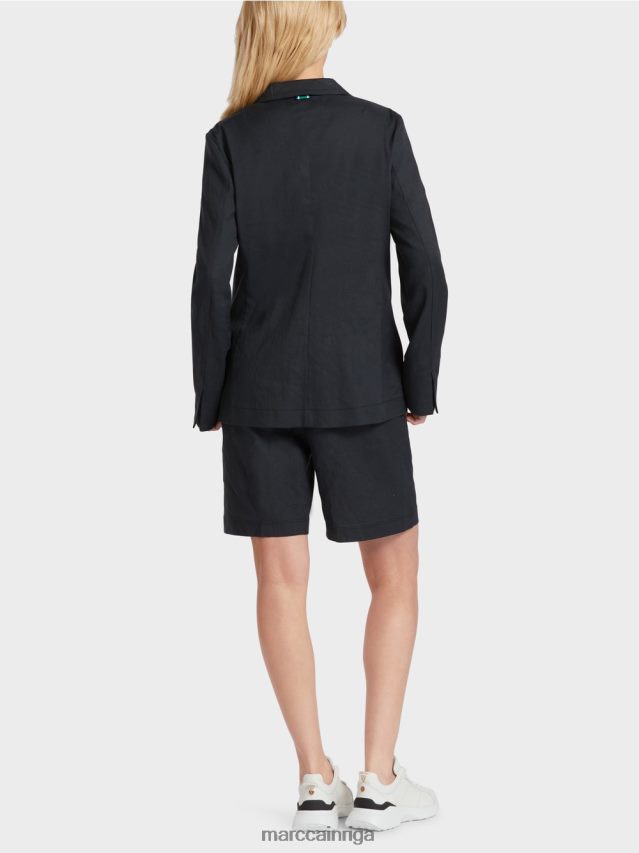 apģērbs pusnakts zils VRBHXD179 Marc Cain figūru pieguļošs žakete ar linu