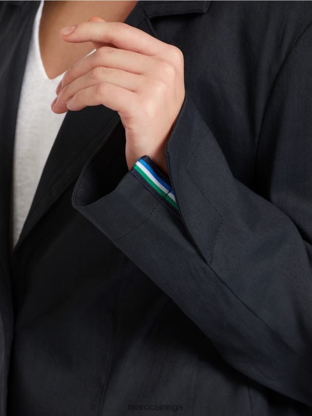 apģērbs pusnakts zils VRBHXD179 Marc Cain figūru pieguļošs žakete ar linu