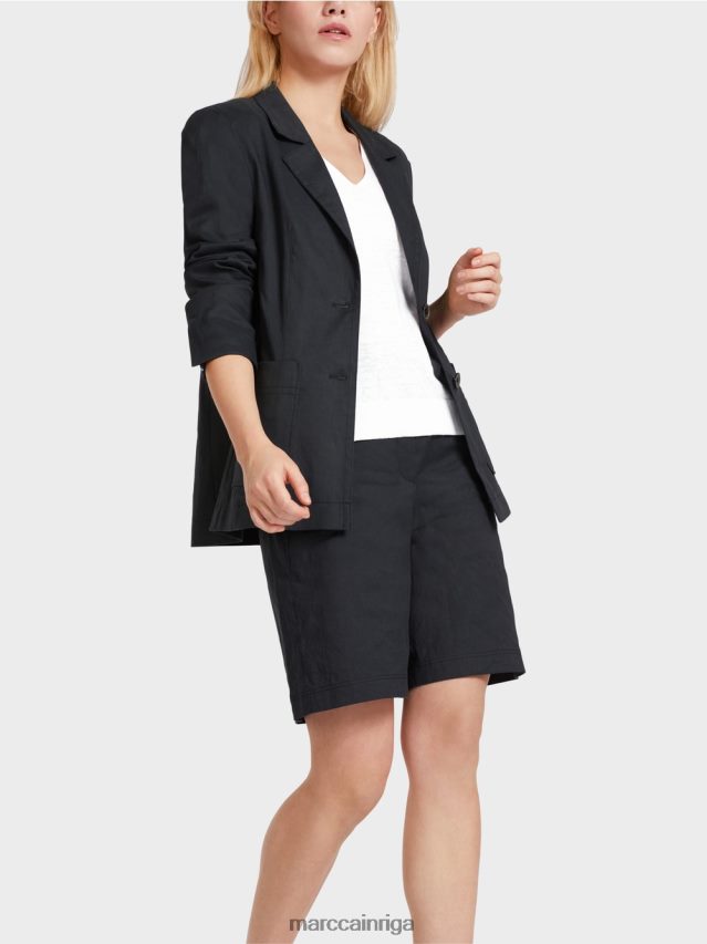 apģērbs pusnakts zils VRBHXD179 Marc Cain figūru pieguļošs žakete ar linu