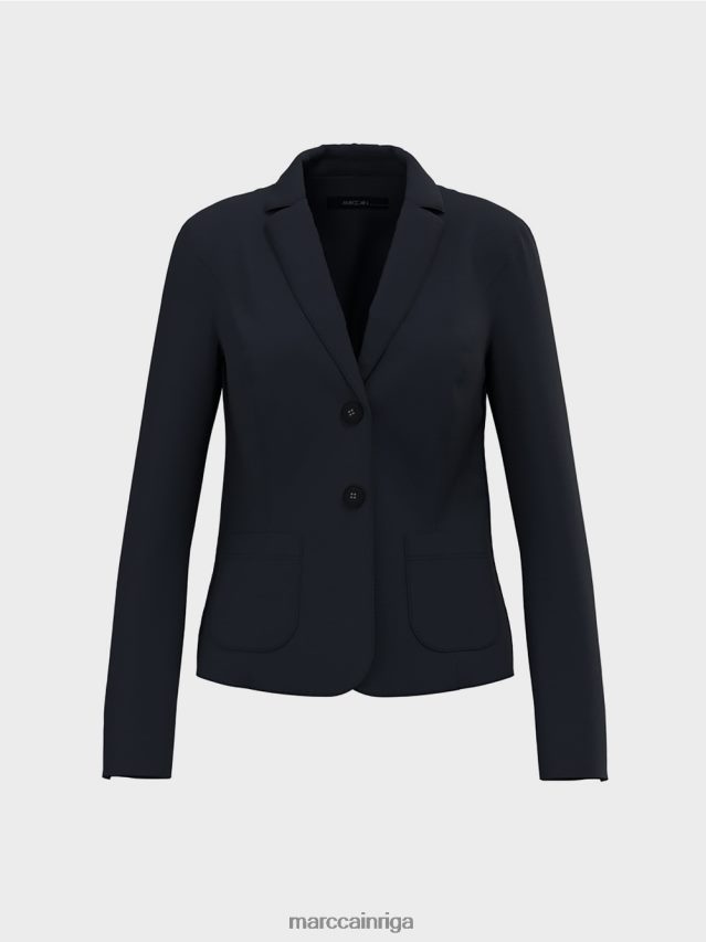 apģērbs pusnakts zils VRBHXD211 Marc Cain žakete ar ielāpu kabatām