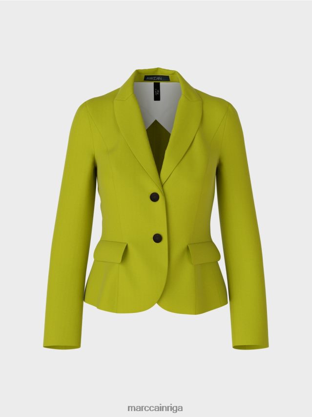 apģērbs spilgti olīvzaļš VRBHXD175 Marc Cain pieguļošs bleizeris ar šauru atloku