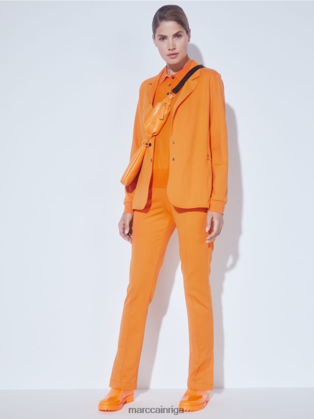 apģērbs spilgti oranža VRBHXD201 Marc Cain sportisks žakete ar rievotu trikotāžas aprocēm