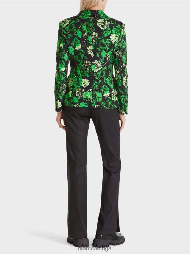 apģērbs tumši ābolu zaļš VRBHXD153 Marc Cain bleizeris ar ziedu apdruku
