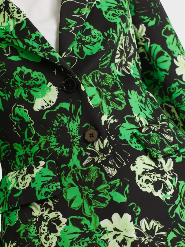 apģērbs tumši ābolu zaļš VRBHXD153 Marc Cain bleizeris ar ziedu apdruku