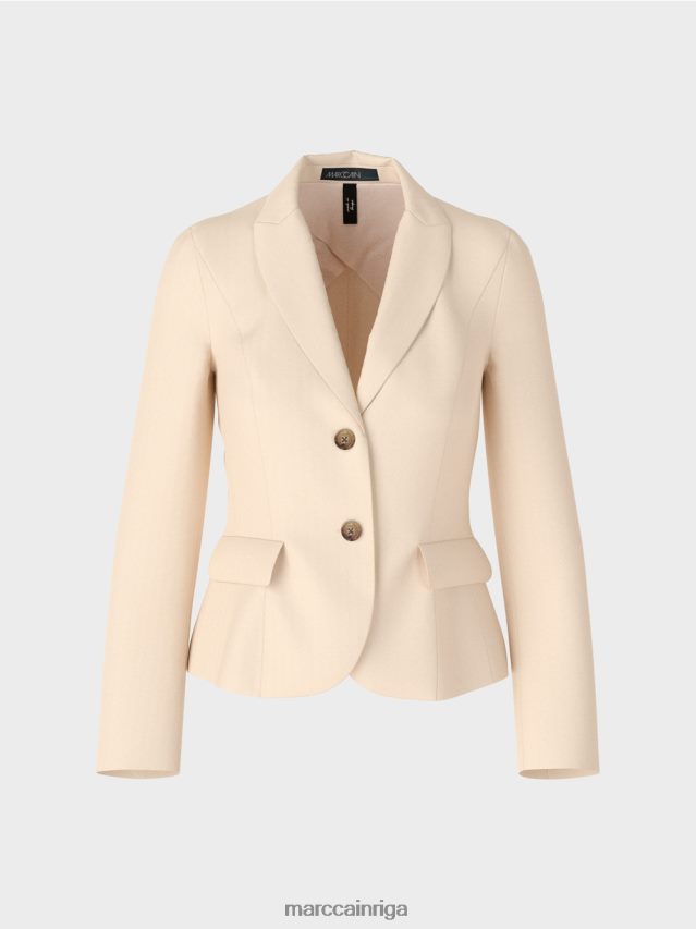 apģērbs tumšs krēms VRBHXD176 Marc Cain pieguļošs bleizeris ar šauru atloku