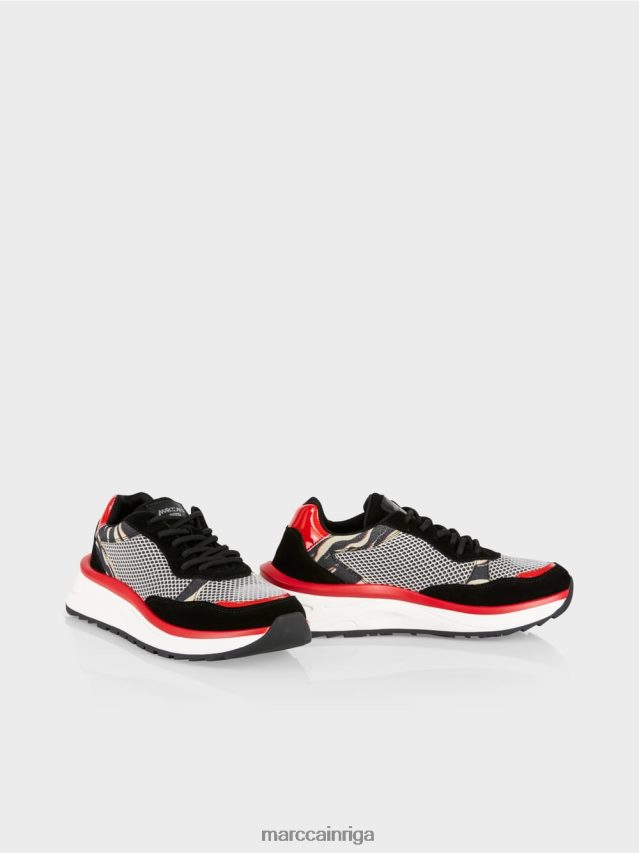 apavi dzērvene VRBHXD1571 Marc Cain uzvelk kedas ar leo detaļām