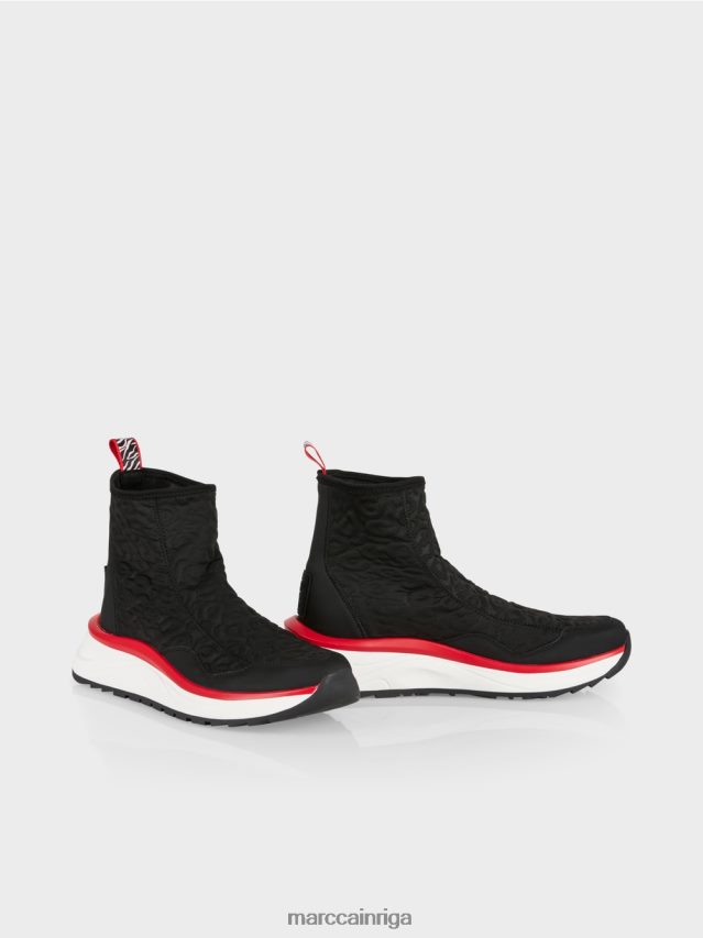 apavi melns VRBHXD1573 Marc Cain kedas ar reljefu leo ​​dizainu