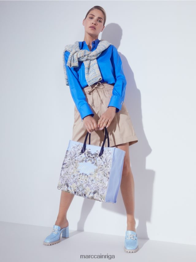 apavi atmosfēras zils VRBHXD1639 Marc Cain \"pārdomājiet kopā\" ​​mākslīgās krokošanas slip-ons