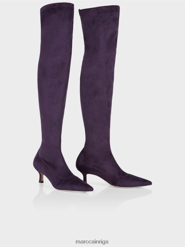 apavi iekrāsota plūme VRBHXD1587 Marc Cain overknees ar kaķēnu papēžiem