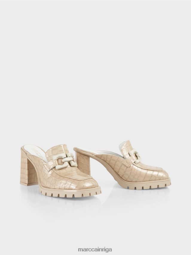 apavi pūderkrēms VRBHXD1630 Marc Cain "pārdomājiet kopā" ​​mākslīgās krokošanas slip-ons