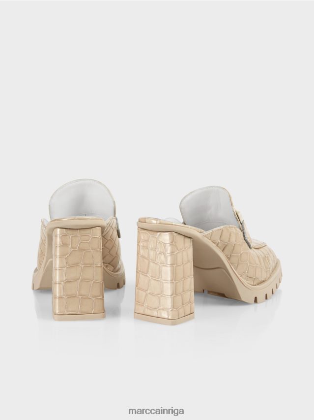 apavi pūderkrēms VRBHXD1630 Marc Cain \"pārdomājiet kopā\" ​​mākslīgās krokošanas slip-ons