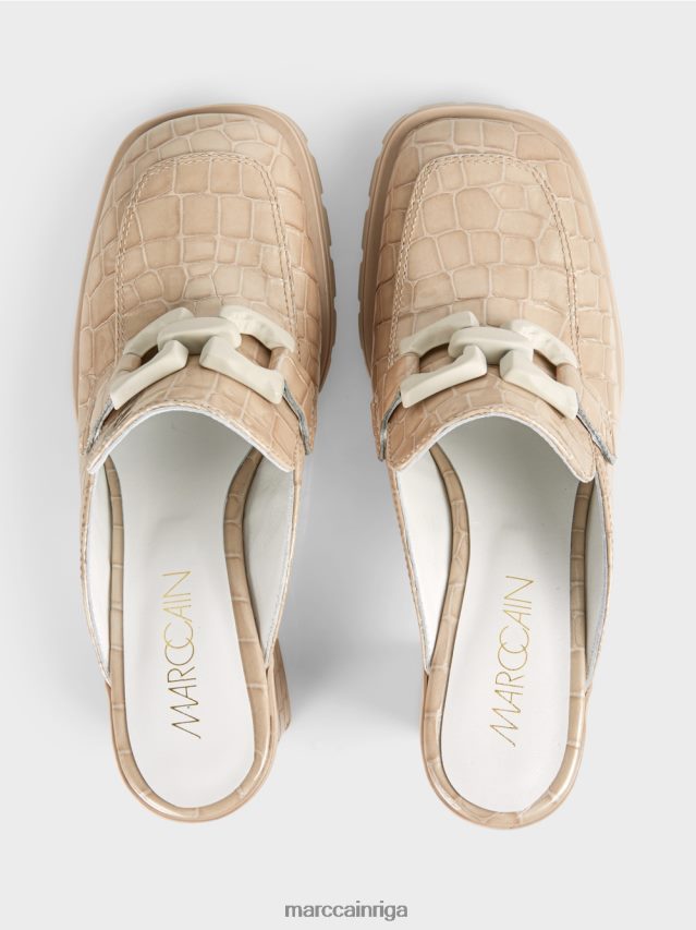 apavi pūderkrēms VRBHXD1630 Marc Cain \"pārdomājiet kopā\" ​​mākslīgās krokošanas slip-ons