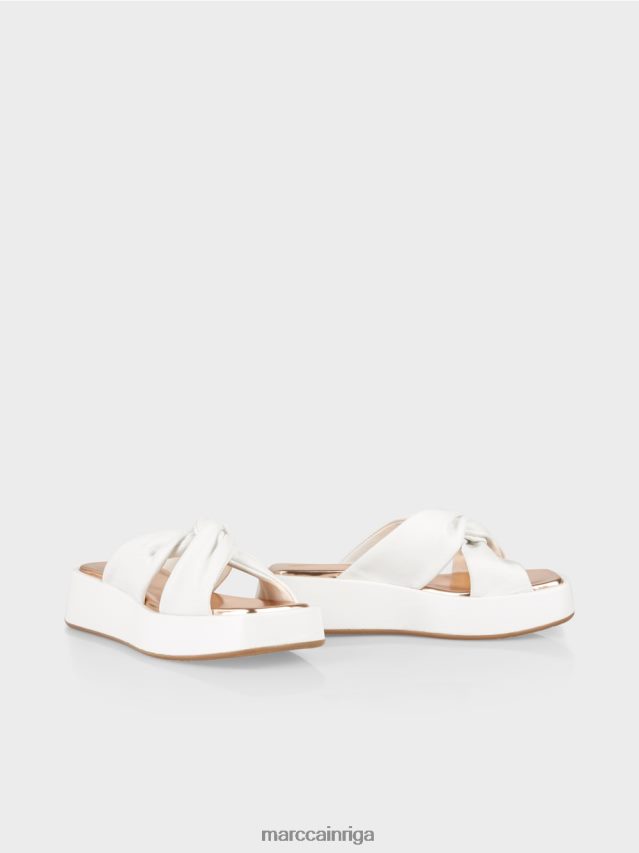 apavi balts VRBHXD1618 Marc Cain sandales ar mezgla detaļām