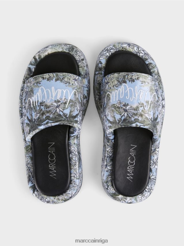 apavi gaiši pūderzils VRBHXD1629 Marc Cain sandales ziedu dizainā