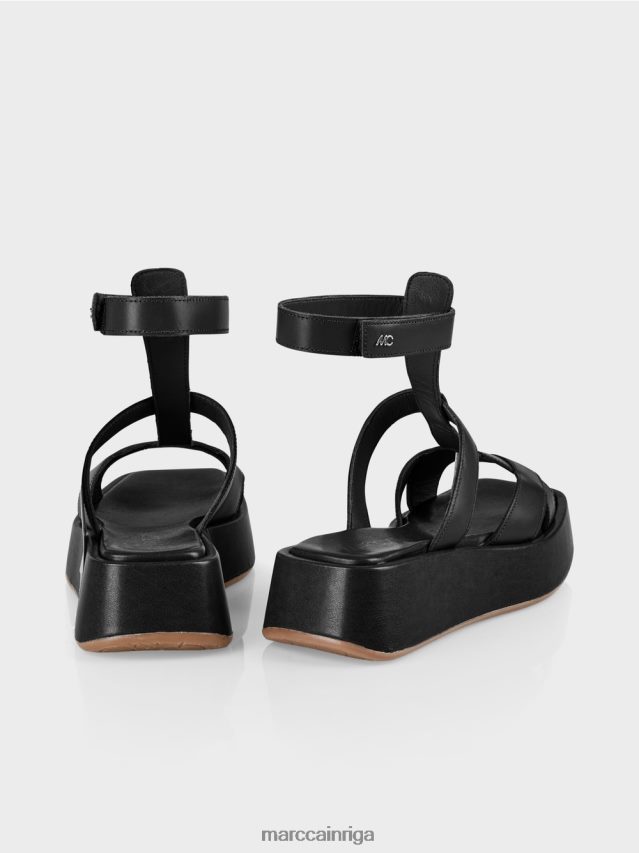 apavi melns VRBHXD1595 Marc Cain sandales ar potīšu siksnām