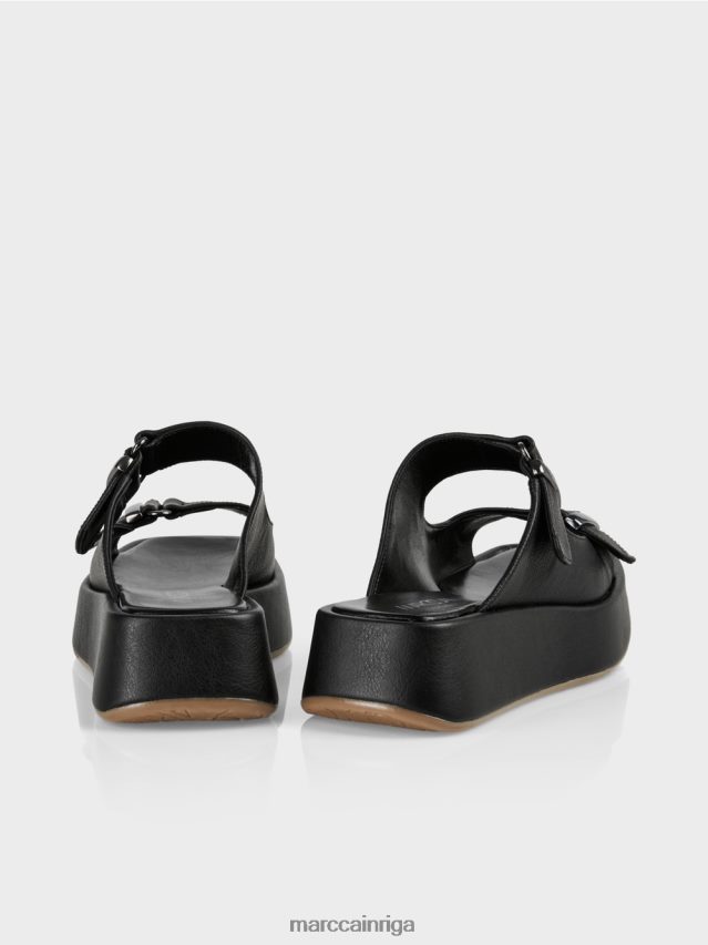 apavi melns VRBHXD1628 Marc Cain \"pārdomāt kopā\" ​​siksnu sandales