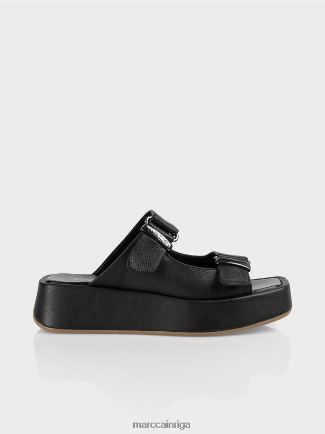 apavi melns VRBHXD1628 Marc Cain \"pārdomāt kopā\" ​​siksnu sandales