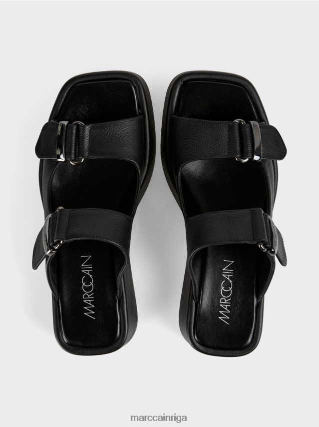 apavi melns VRBHXD1628 Marc Cain \"pārdomāt kopā\" ​​siksnu sandales