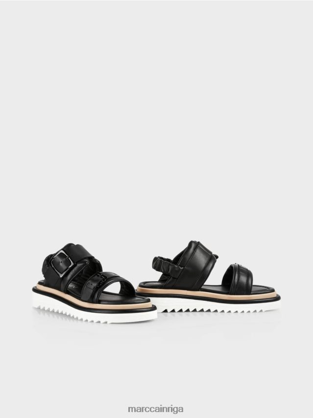 apavi melns VRBHXD1653 Marc Cain sandales ar kontrastējošas krāsas zoli
